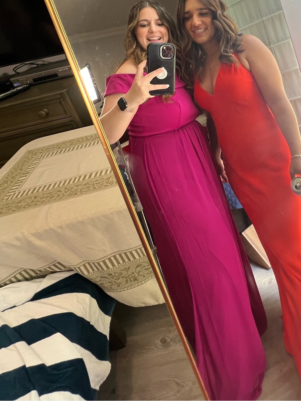 Adrianna Papell Pink Chiffon off The Shoulder Gown - Picture 9 of 10